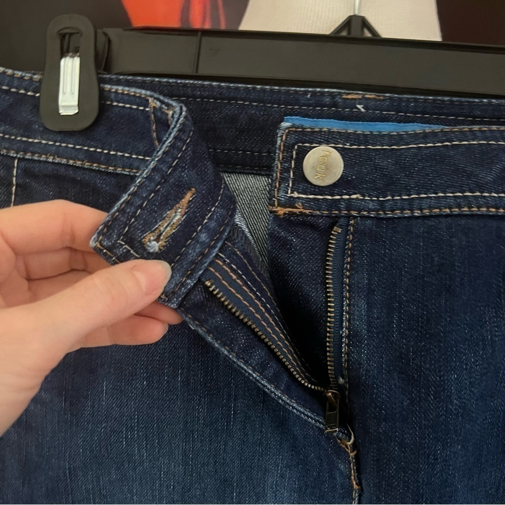 fcuk jeans: Exposed Stitching Dark Denim Jean Skirt  With Functioning Pockets - Picture 4 of 9